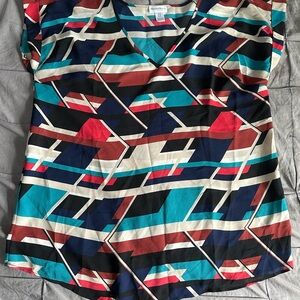 Motherhood Maternity Multicolor Geometric V-Neck Blouse